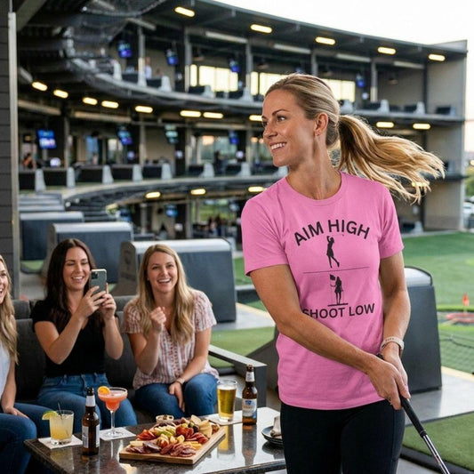 Aim High - Shoot Low (Female) - Adult Golf T-Shirt