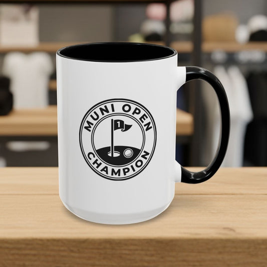 MUNI OPEN CHAMPION - MUNICIPAL GOLF COURSE MUG in Black