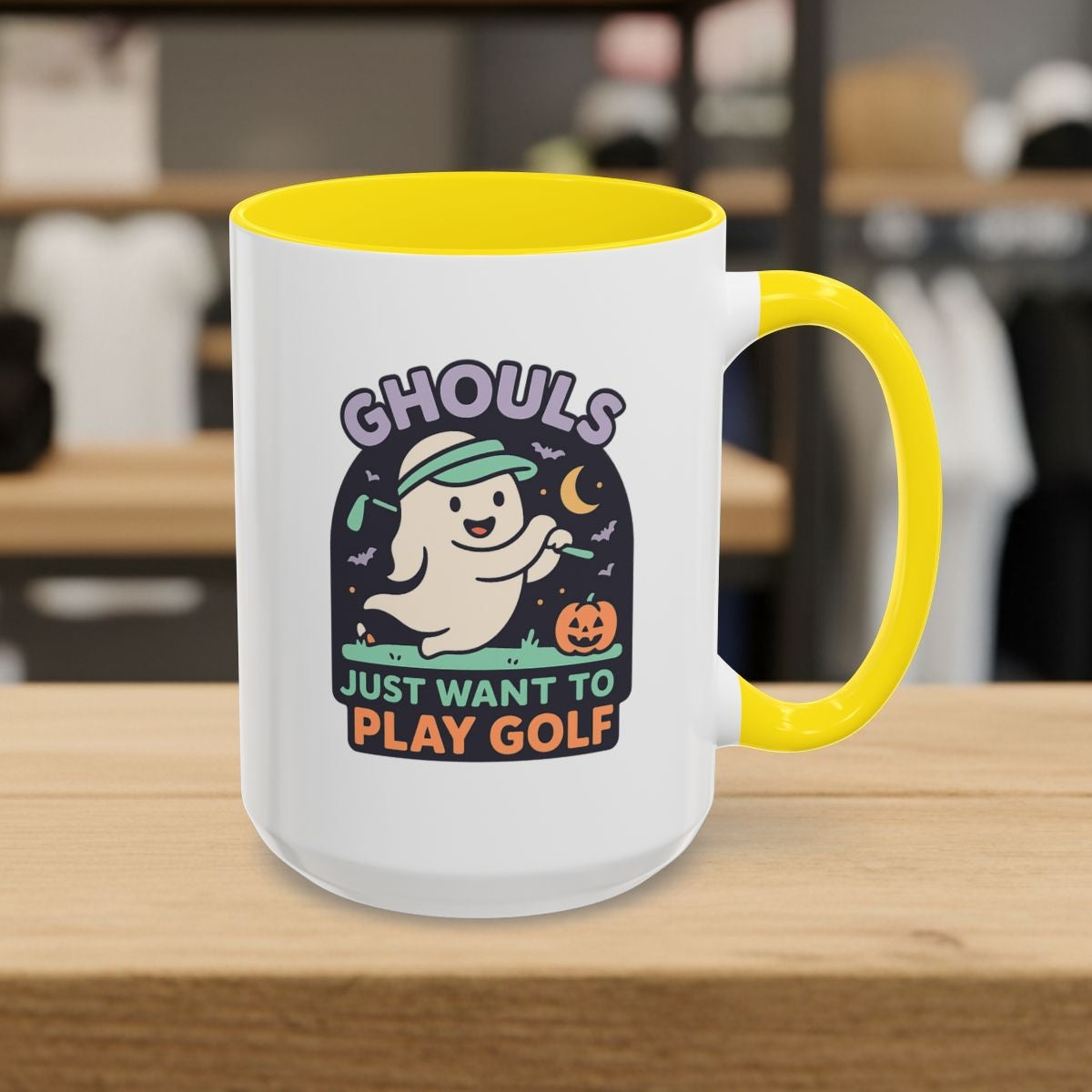 Ghouls Just Wanna Play Golf - Golf Mug - 15oz in Yellow