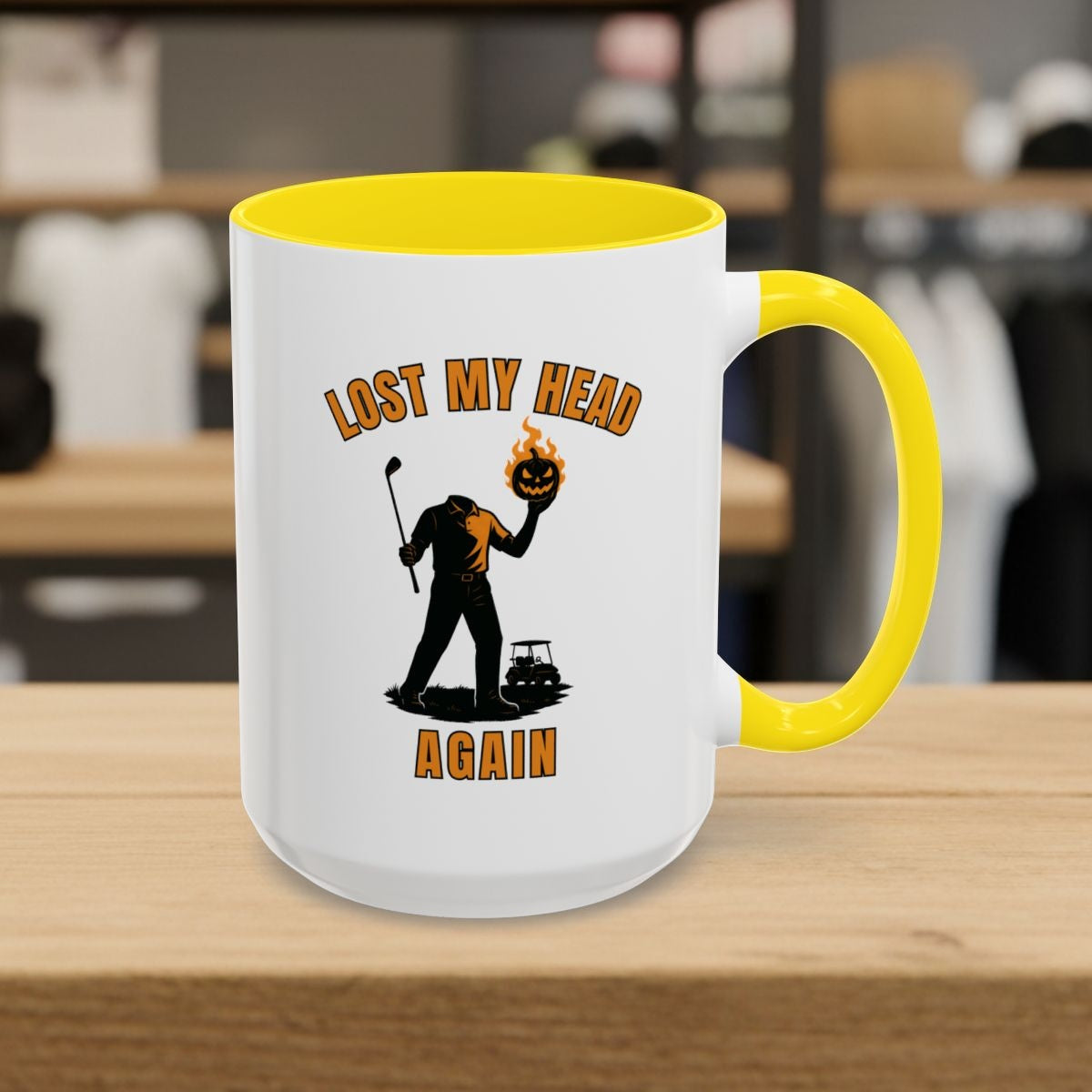 Lost My Head, Again - Golf Mug - 15oz in Yellow