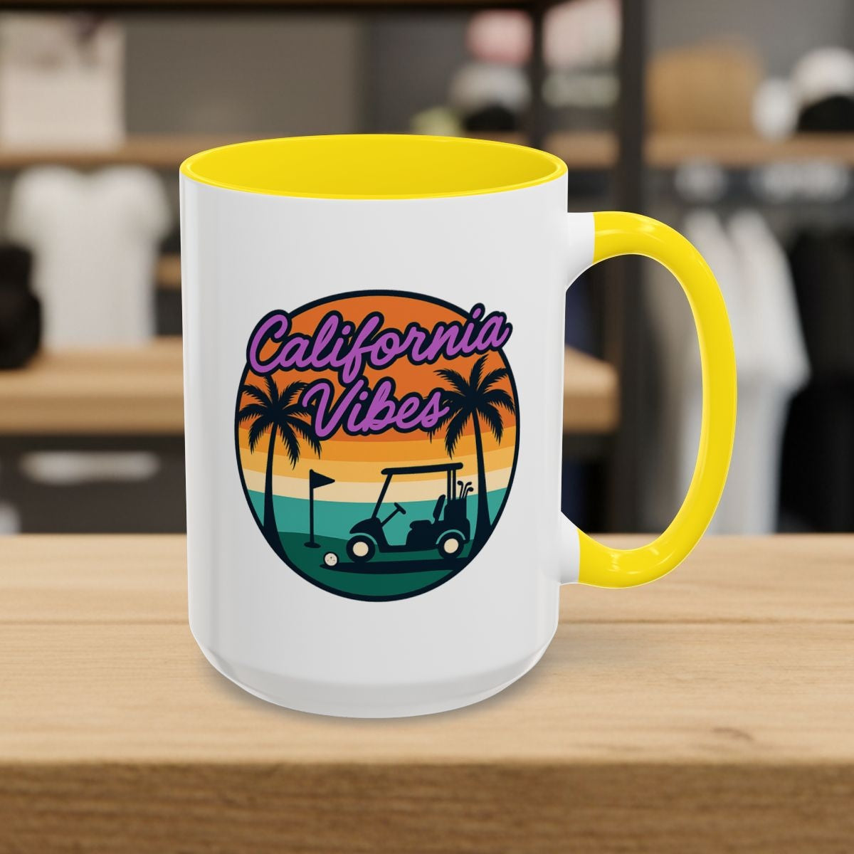 Golf Vibes - California Coast Edition - Golf Mug - 15oz in Yellow