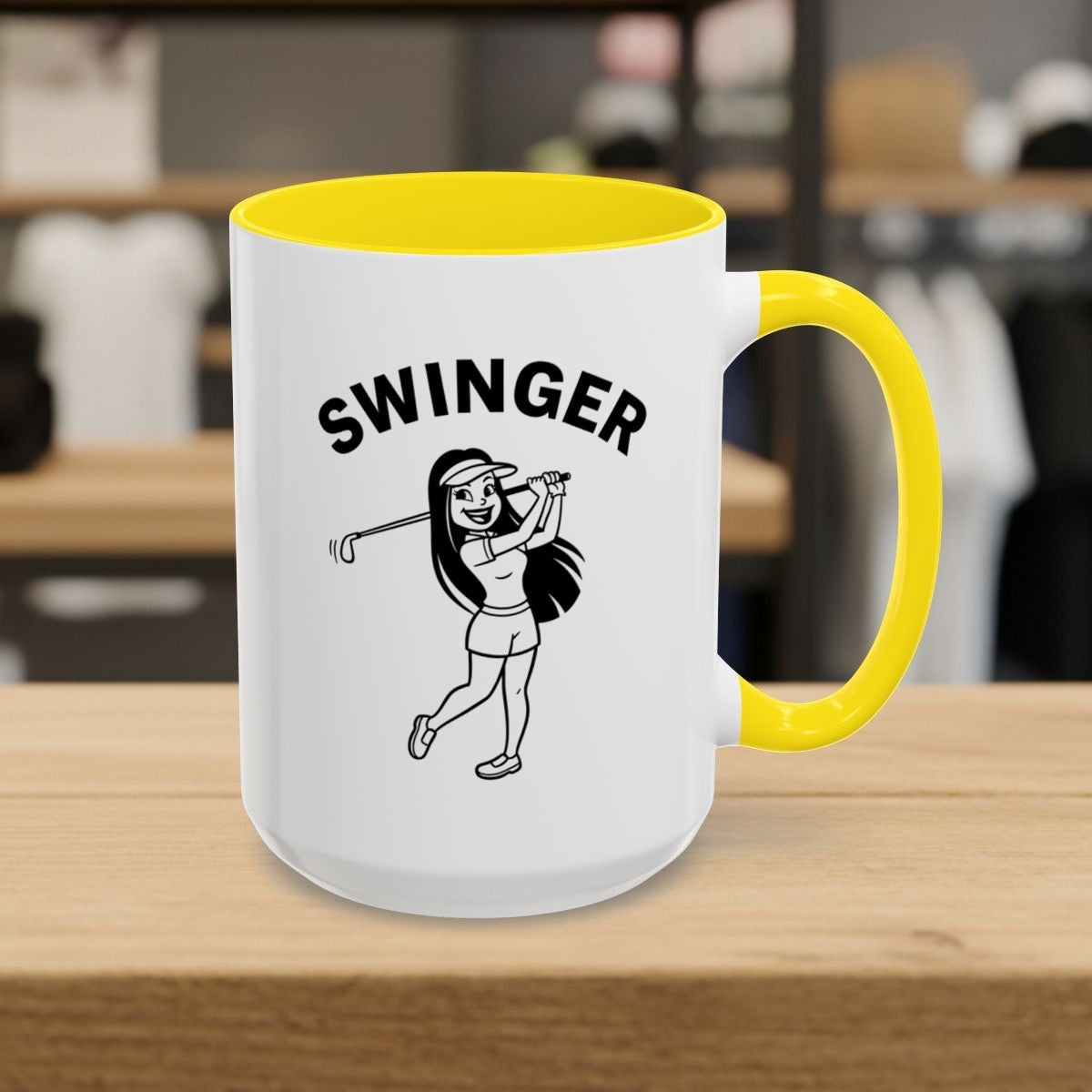 Retro Swinger Women's - Golf Mug - 15oz in Yellow