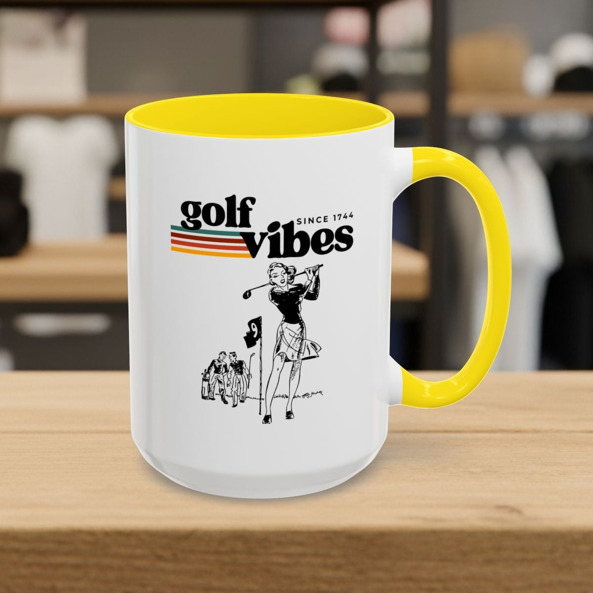 Golf Vibes Retro - Golf Mug - 15oz in Yellow