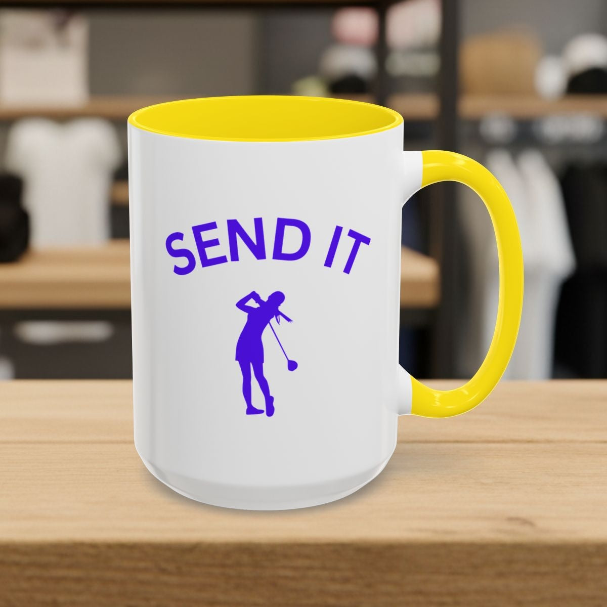 SEND IT (Female) - Golf Mug - 15oz in Yellow