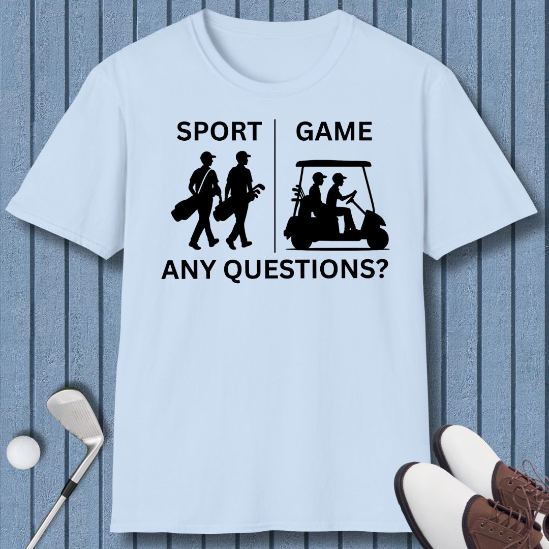SPORT vs. GAME - Male in Light Blue, great for casual wear. Find more fun golf focused products at oneforetheages.com