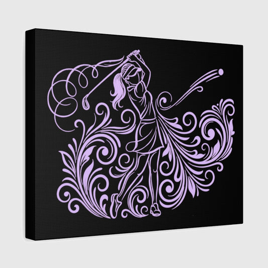 GRACE IN MOTION - Women's Golf Swirl Art - Canvas Wall Art - Black - 11×14 - front