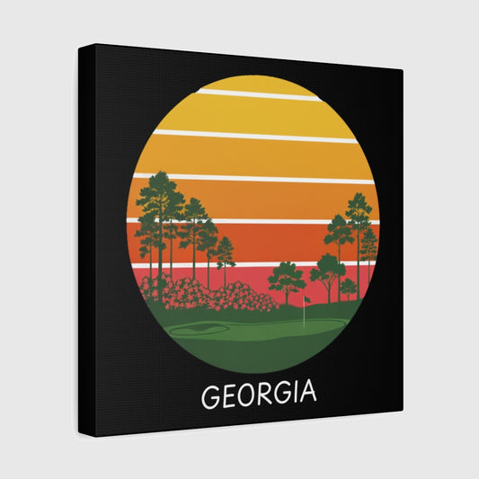 Retro Sunset - Georgia - Canvas Wall Art - Black - 12×12 - front