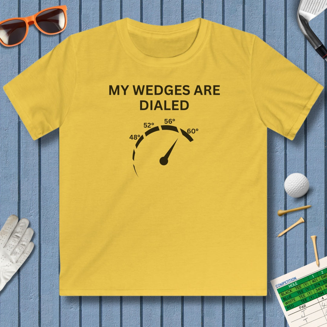 My Wedges are Dialed - Youth Golf T-Shirt in Daisy