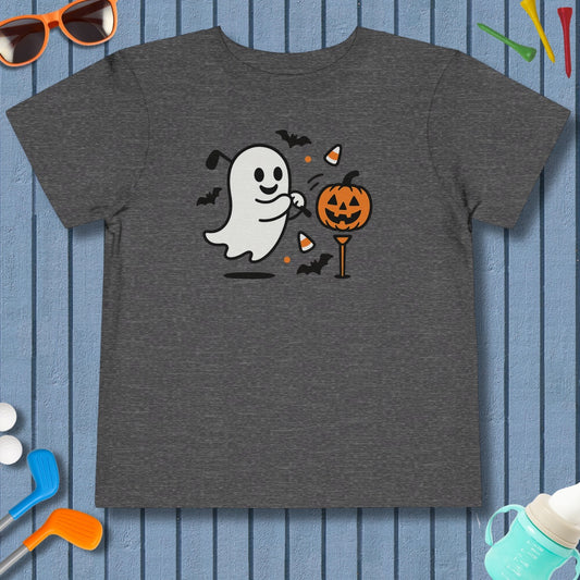 Ghost Tee Off - Toddler Golf T-Shirt in Dark Heather Grey