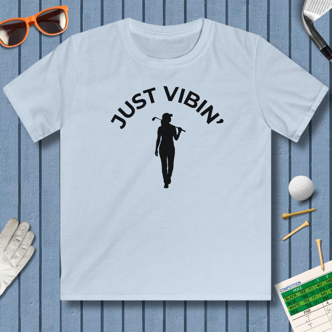 Just Vibin' - Girl's - Youth Golf T-Shirt in Light Blue