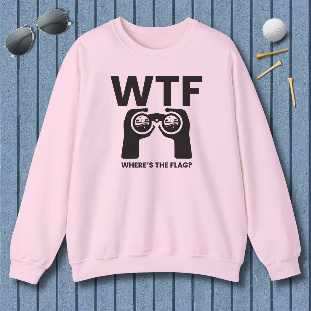 WTF - Where's the Flag - Adult Golf Sweatshirt in Light Pink