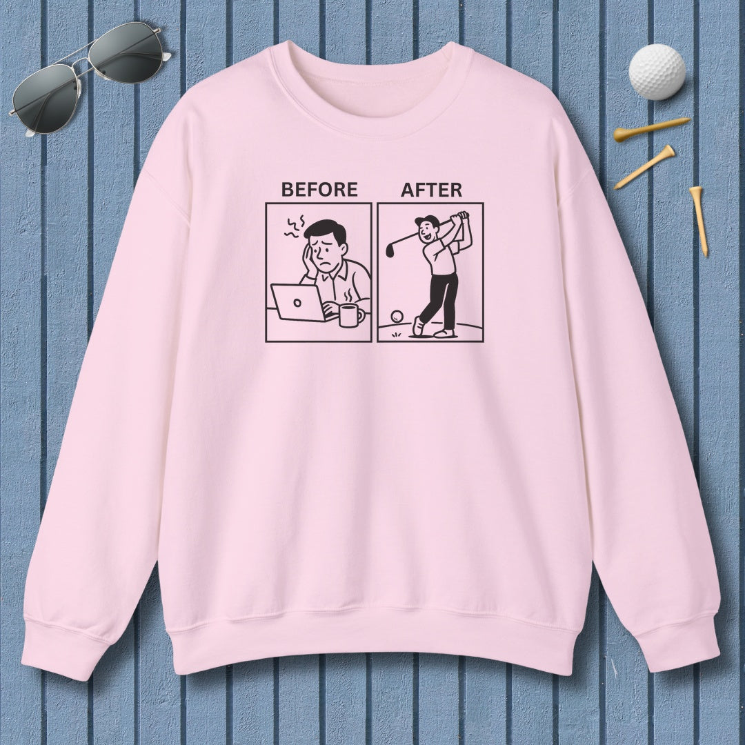 Before & After - Adult Golf Sweatshirt in Light Pink