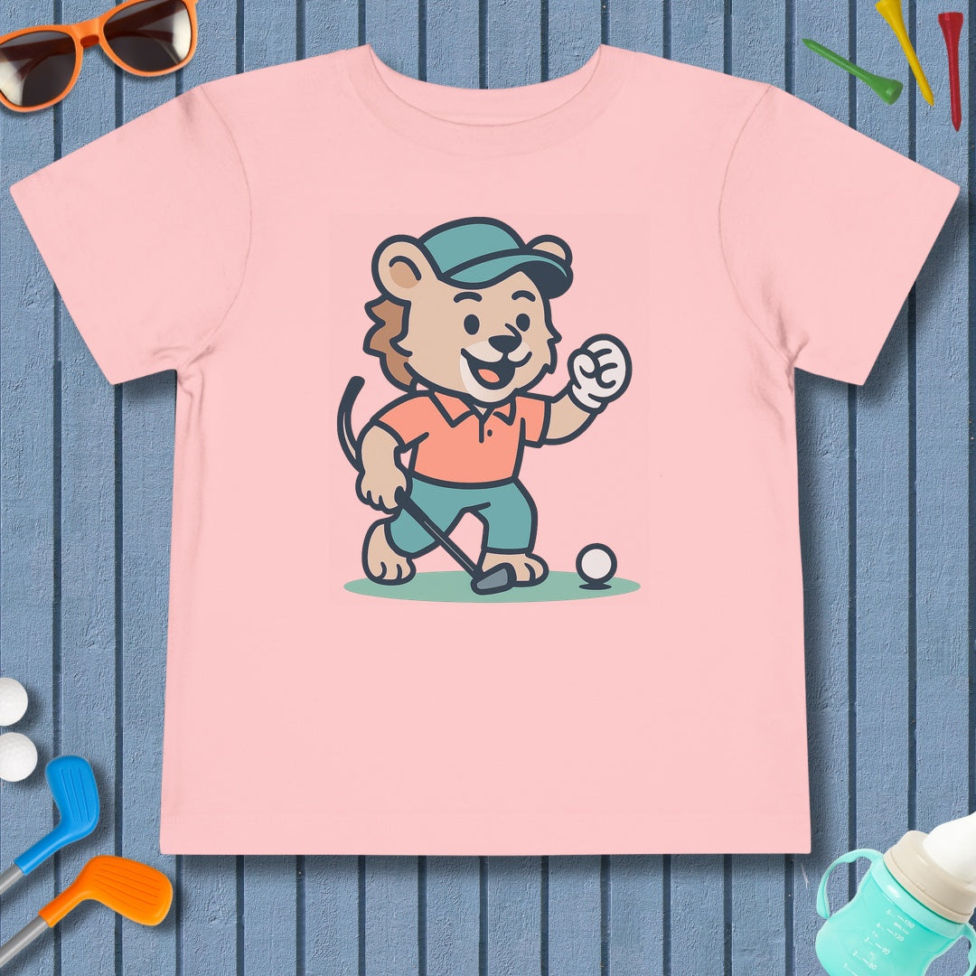 Fist Pumping Lion - Toddler Golf T-Shirt in Pink