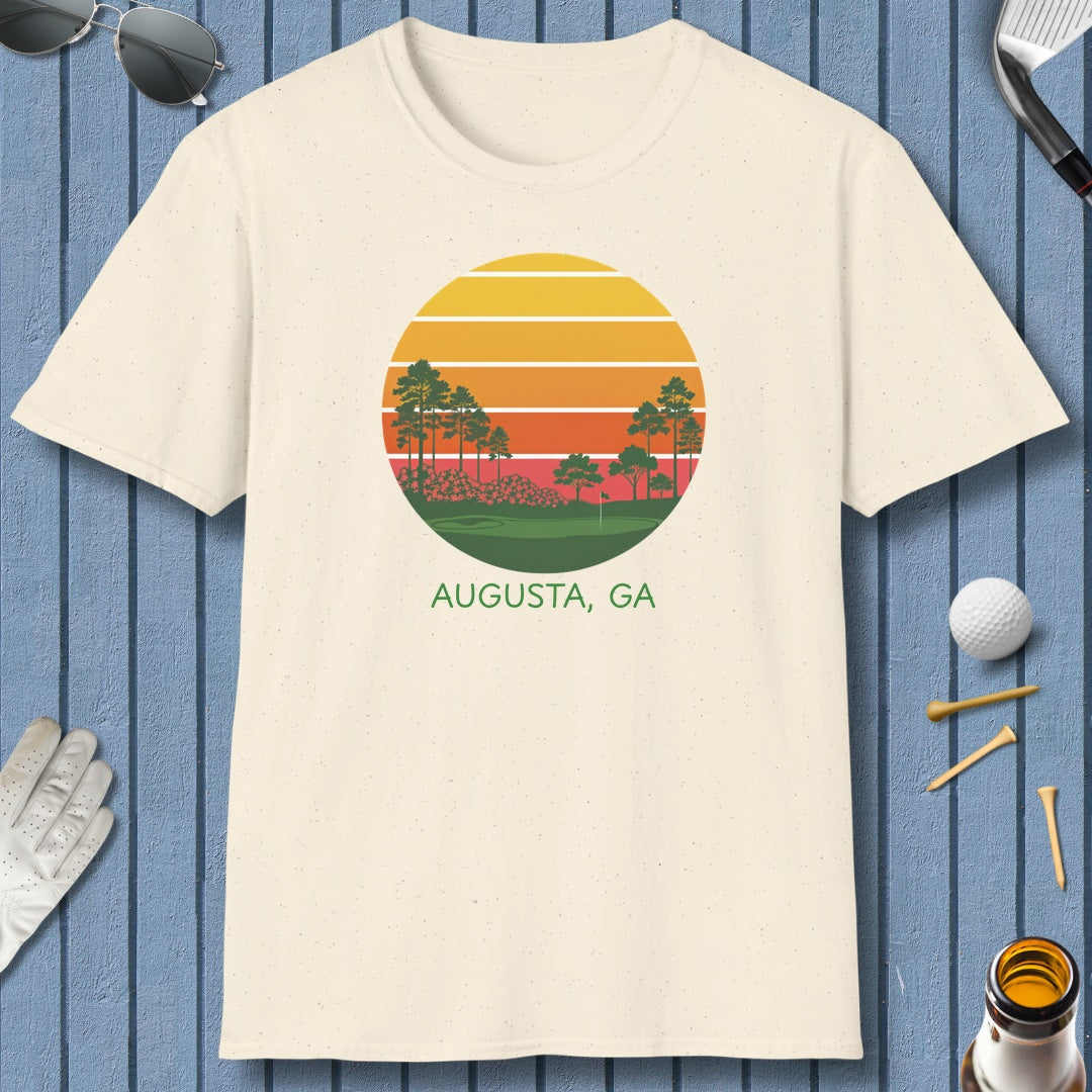 Retro Sunset - Augusta - Adult Golf T-Shirt in Natural