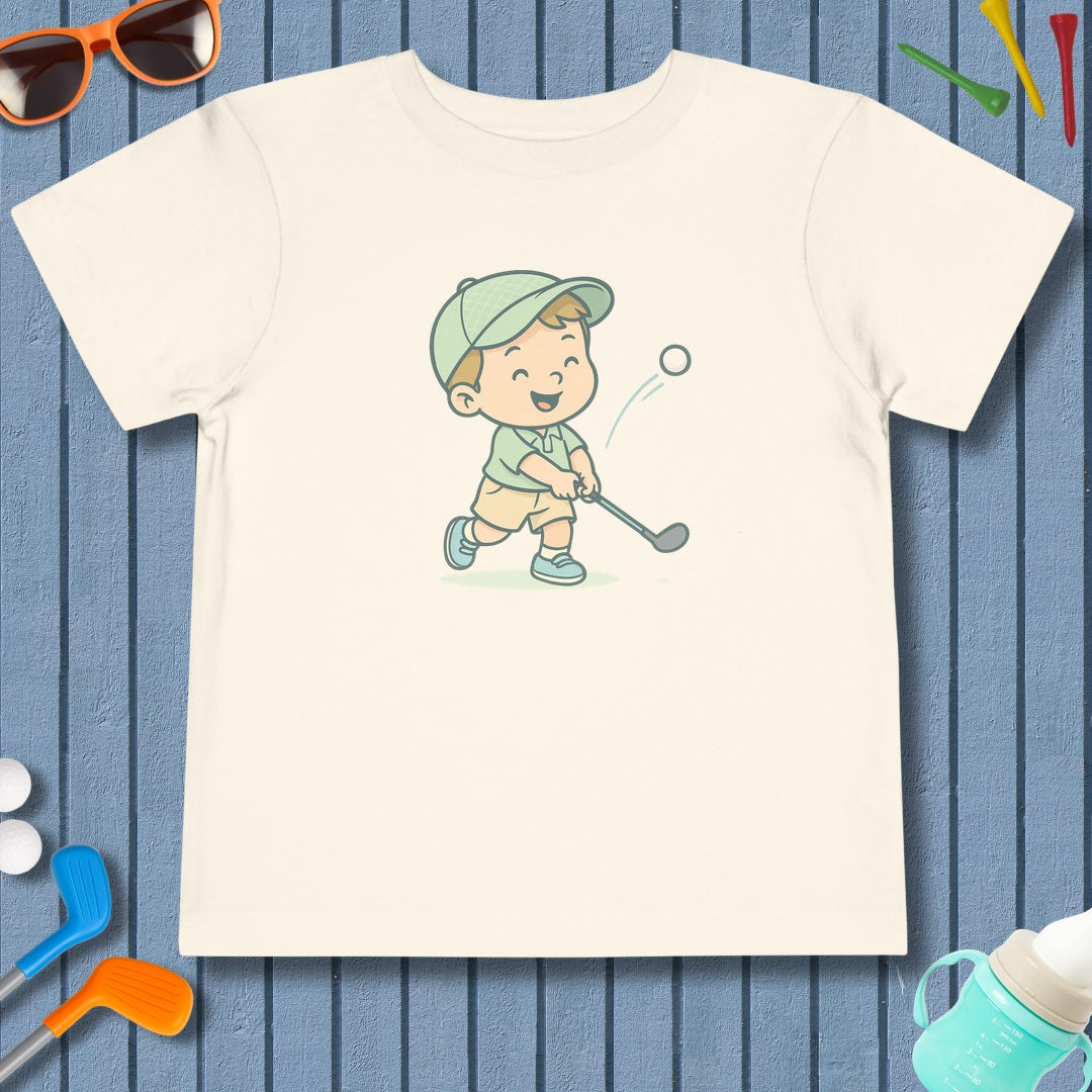 Happy Boy Golfer - Toddler Golf T-Shirt in Natural
