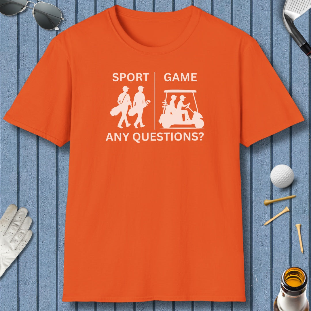 SPORT vs. GAME (Male) - Adult Golf T-Shirt in Orange