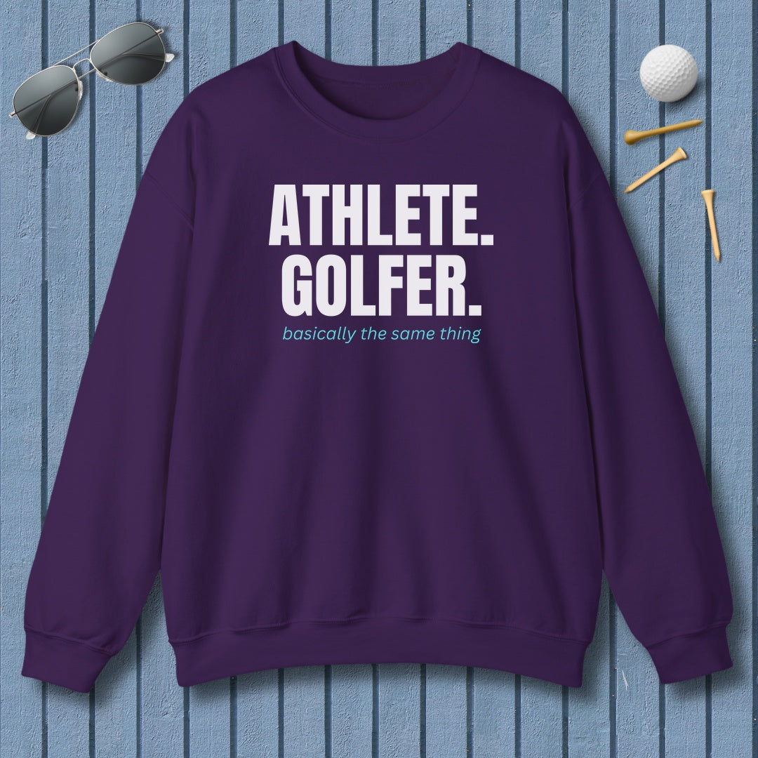 Athlete. Golfer. Basically the Same Thing - Adult Golf Sweatshirt in Purple