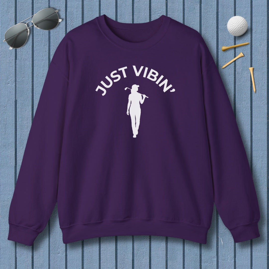 Just Vibin' - Women's - Adult Golf Sweatshirt in Purple