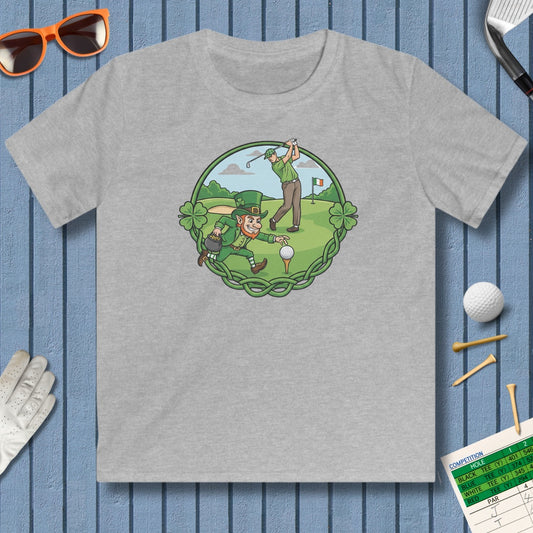 The Leprechaun Stole My Ball! - Youth Golf T-Shirt in Sport Grey