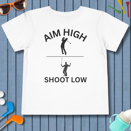 Aim High - Shoot Low (Male) - Toddler Golf T-Shirt in White