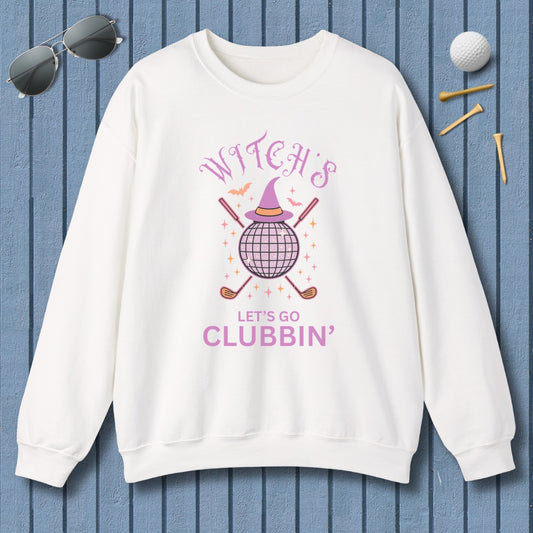 Witches, Let's Go Clubbin'! - Adult Golf Sweatshirt in White