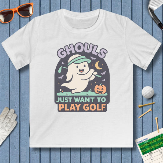 Ghouls Just Wanna Play Golf - Youth Golf T-Shirt in White