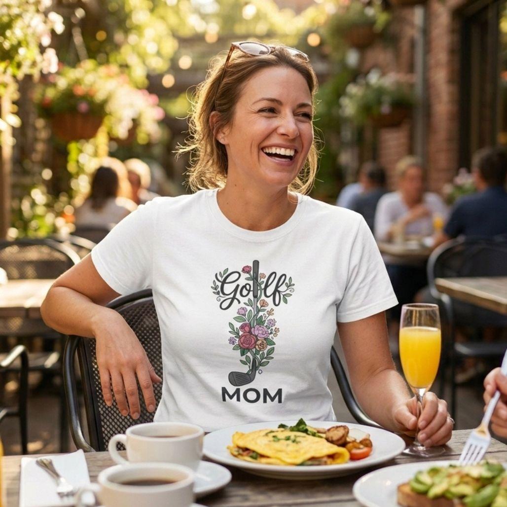 Golf Mom - Floral - Adult Golf T-Shirt