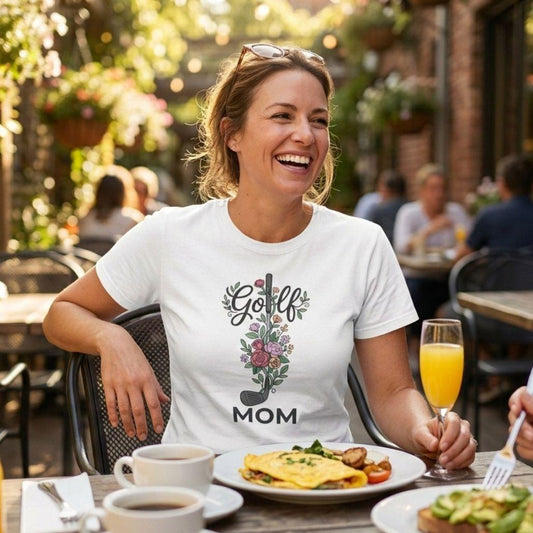 Golf Mom - Floral - Adult Golf T-Shirt