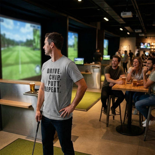 DRIVE CHIP PUTT REPEAT - Adult Golf T-Shirt
