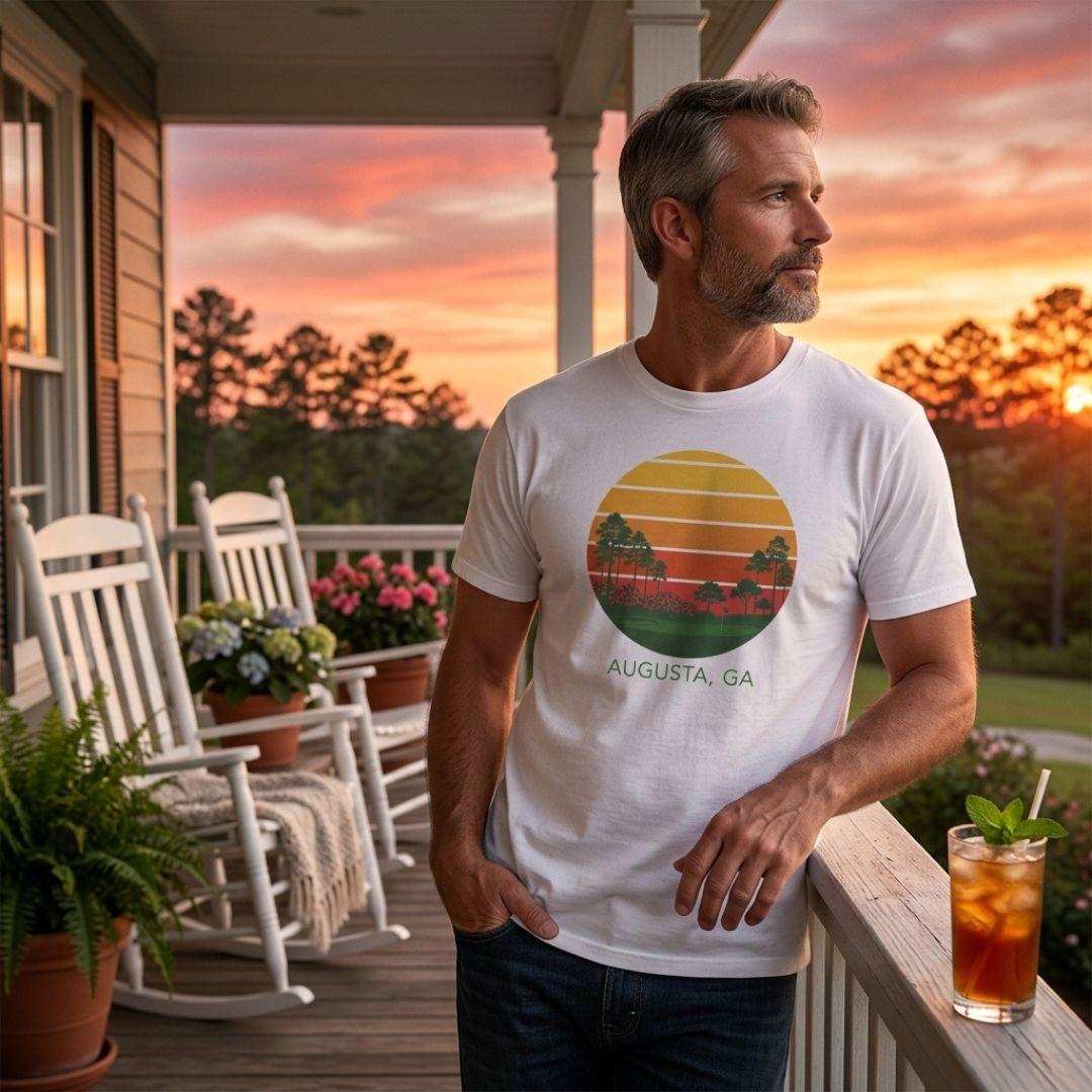 Retro Sunset - Augusta - Adult Golf T-Shirt