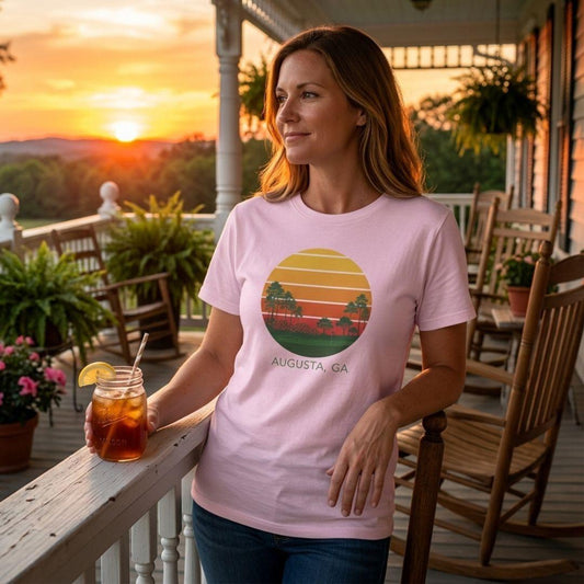 Retro Sunset - Augusta - Adult Golf T-Shirt