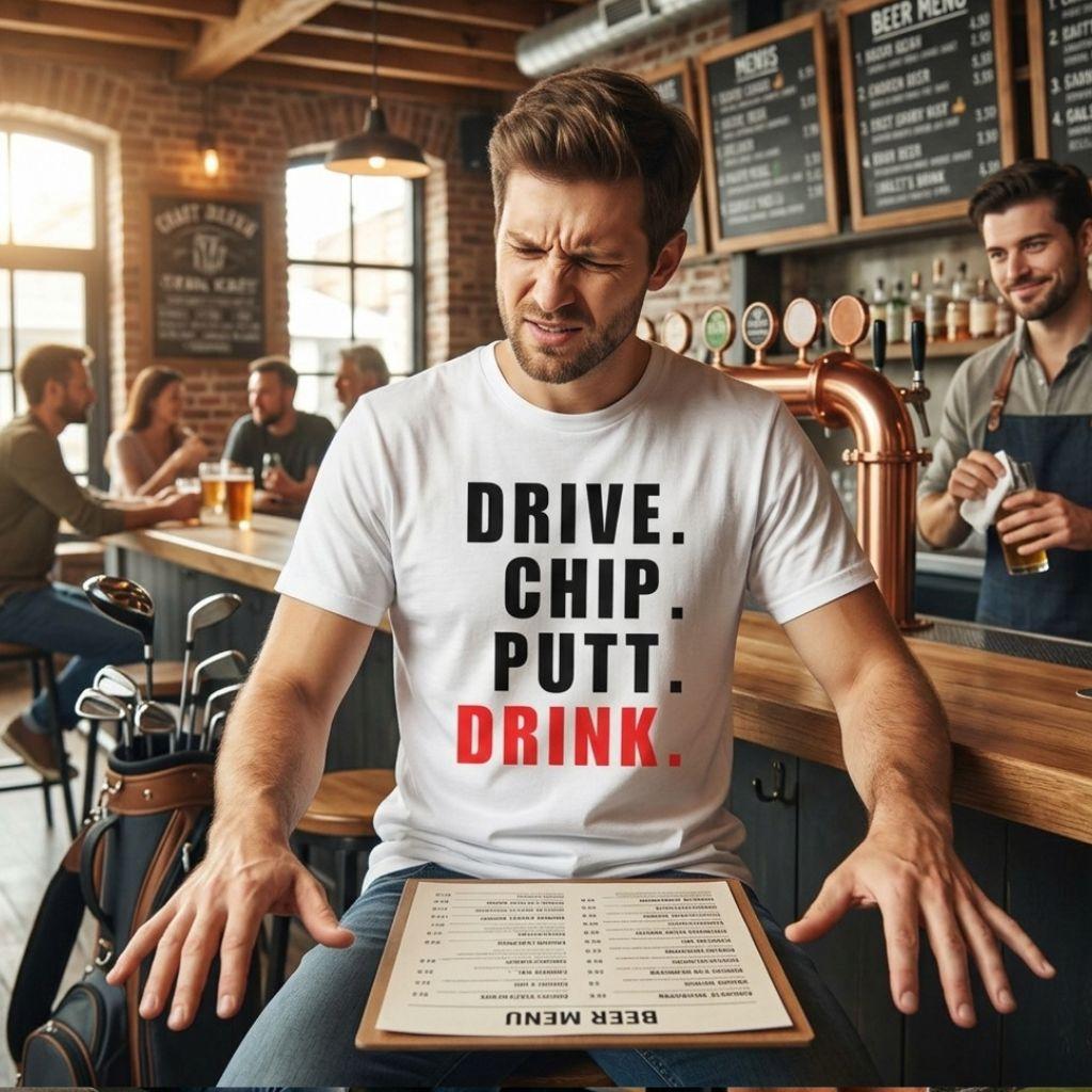 Drive Chip Putt Drink - Adult Golf T-Shirt