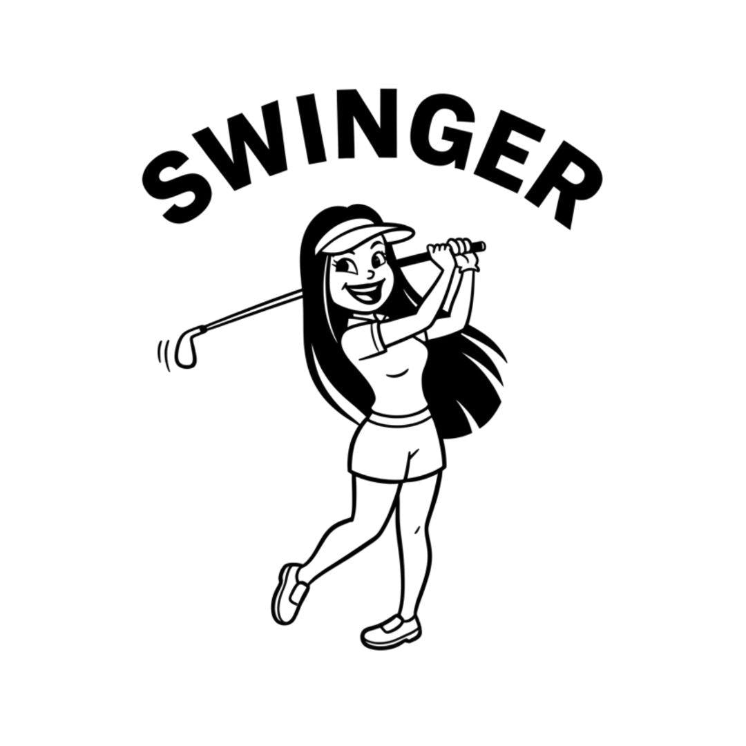 Retro “Swinger” Women’s Golf T-Shirt – Funny Vintage Golf Design