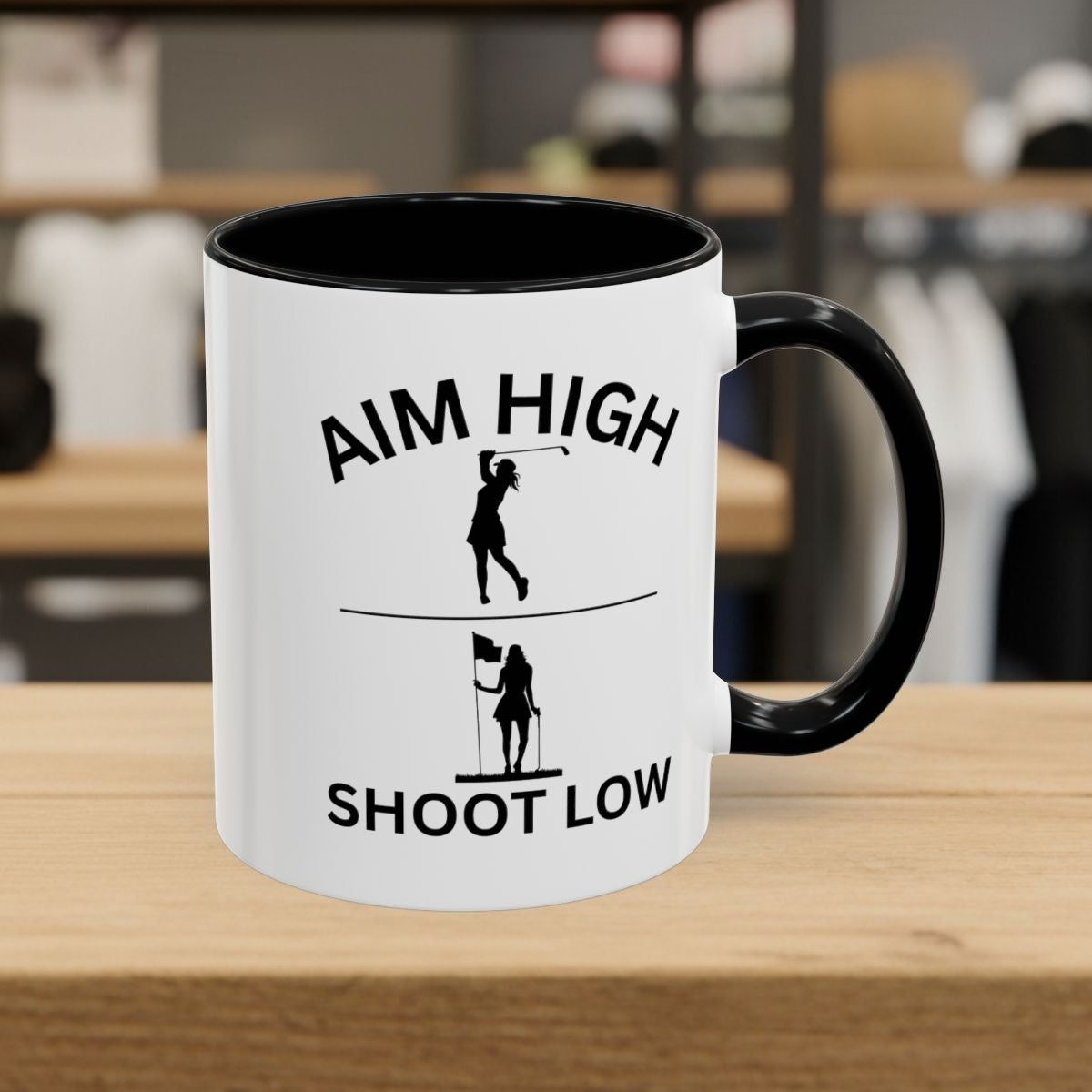 Aim High - Shoot Low (Female) - Golf Mug - 11oz in Black