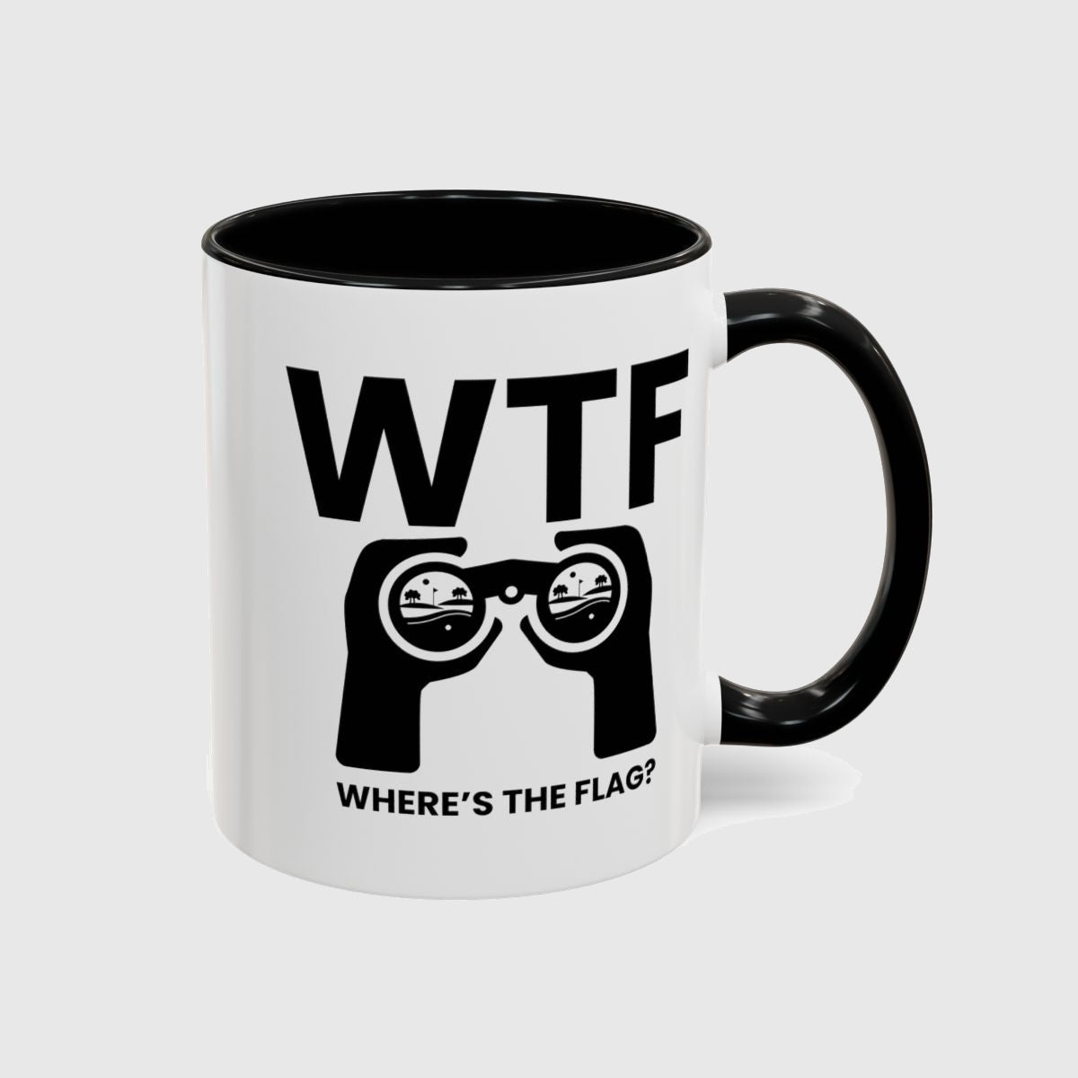 WTF - Where's the Flag - Golf Mug in Black