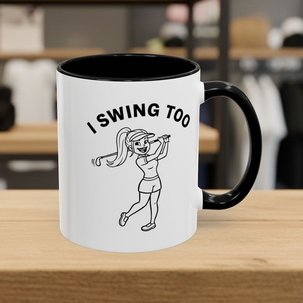 Retro I SWING TOO - Golf Mug - 11oz in Black