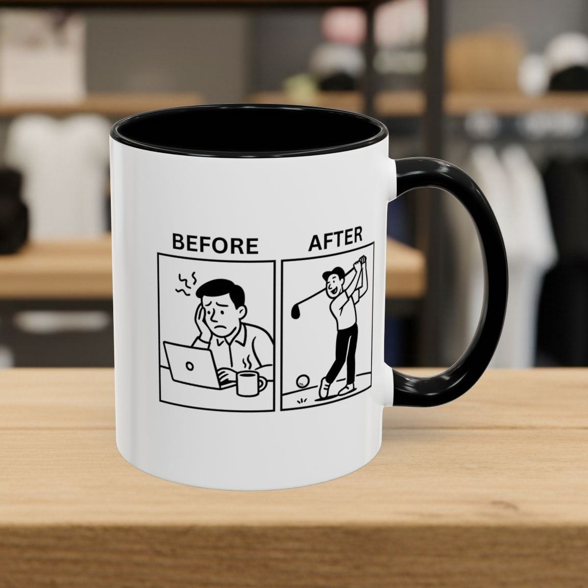 Before & After - Golf Mug - 11oz in Black