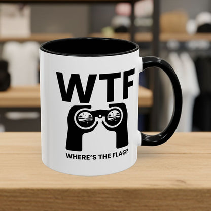 WTF - Where's the Flag - Golf Mug - 11oz in Black