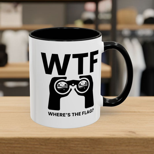 WTF - Where's the Flag - Golf Mug - 11oz in Black