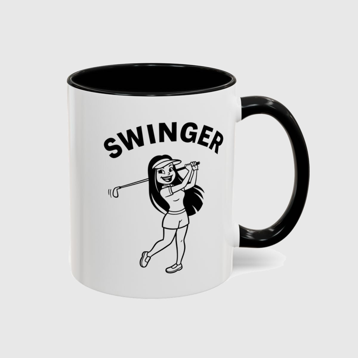 Retro Swinger Women's Golf T-Shirt - Golf Mug in Black