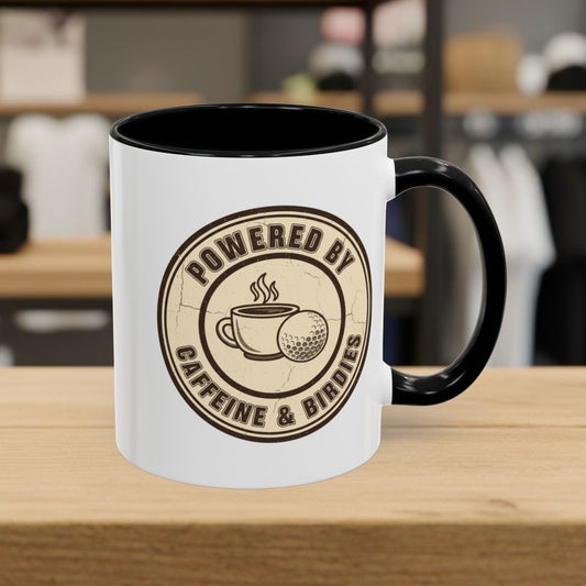 Powered by Caffeine & Birdies - Golf Mug - 11oz in Black