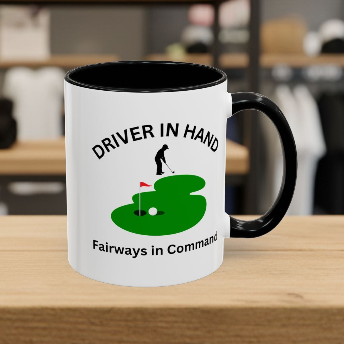 Driver in Hand - Fairways in Command (Male) - Golf Mug - 11oz in Black