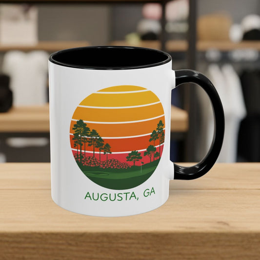Retro Sunset - Augusta - Golf Mug in Black
