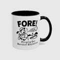 FORE! - Flinging Out Random Expletives! - Golf Mug in Black