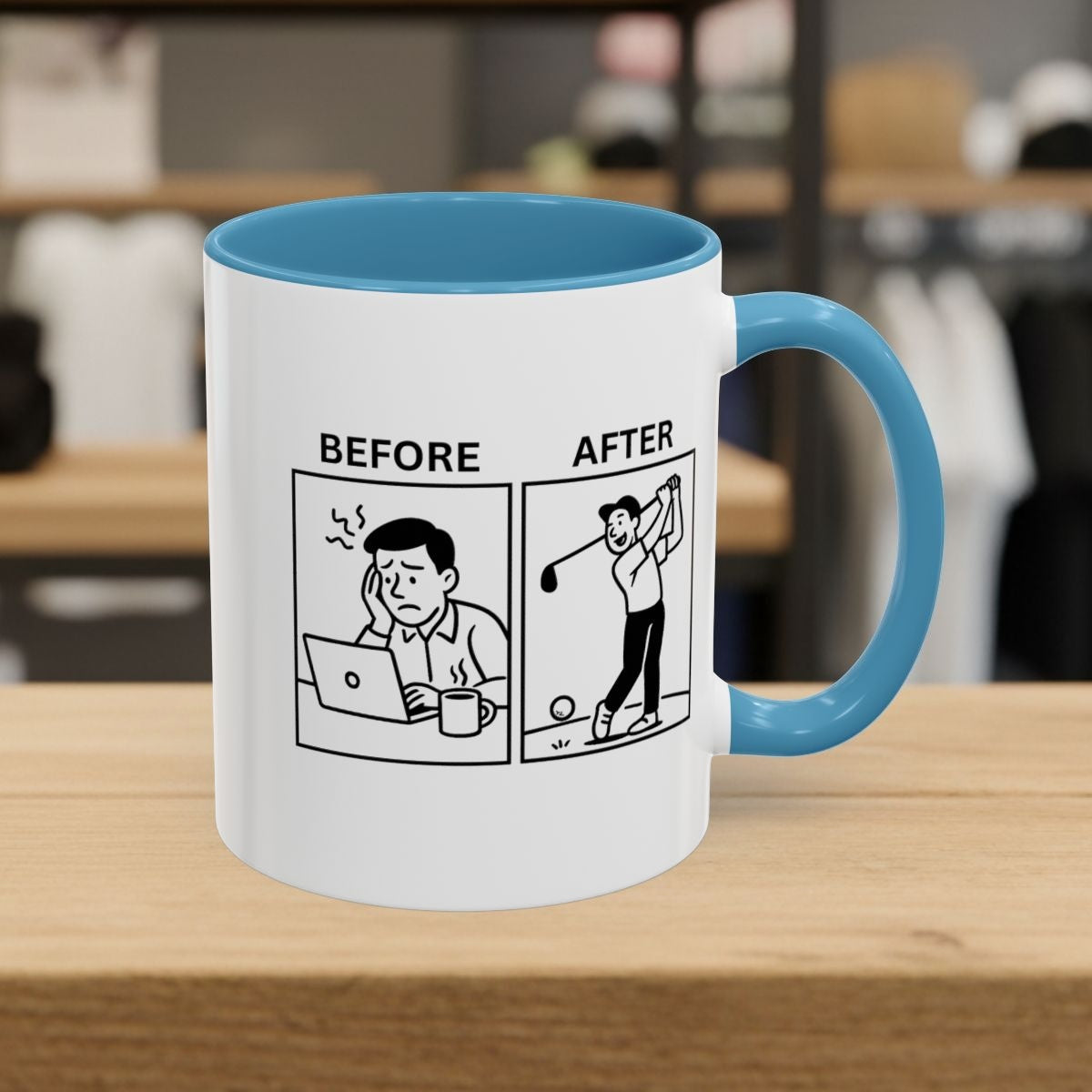 Before & After - Golf Mug - 11oz in Light Blue