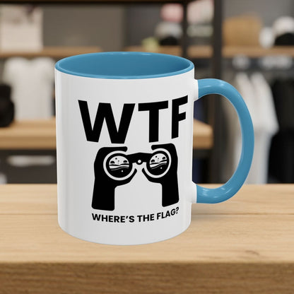 WTF - Where's the Flag - Golf Mug - 11oz in Light Blue