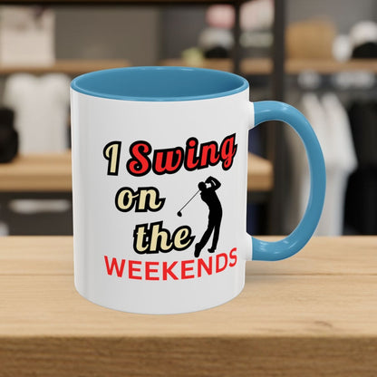 I Swing on the Weekends - Golf Mug - 11oz in Light Blue