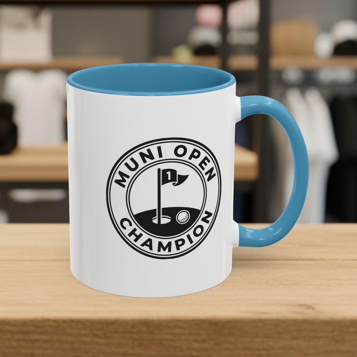 MUNI OPEN CHAMPION - MUNICIPAL GOLF COURSE MUG in Light Blue