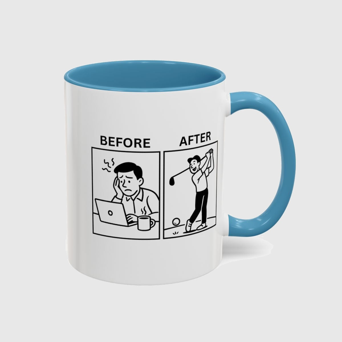 Before & After - Golf Mug in Light Blue