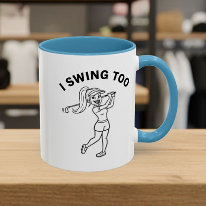 Retro I SWING TOO - Golf Mug - 11oz in Light Blue